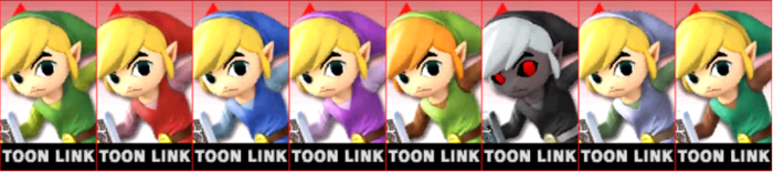 Paleta de colores de Toon Link SSB4 (3DS).png