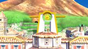 Olimar, Samus Zero y la Entrenadora de Wii Fit en Ciudad Delfino SSB4 (Wii U).jpg