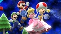 Luigi, Peach y Mario en Galaxia Mario SSB4. Wii U.jpg