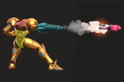 Vista previa del Disparo carga de Samus en la sección de Técnicas de Super Smash Bros. Ultimate.