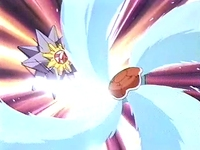 Squirtle de Ash usando hidrobomba.