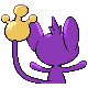 Imagen posterior de Aipom hembra en Pokémon Diamante y Pokémon Perla