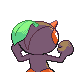 Imagen posterior de Nuzleaf variocolor hembra en Pokémon Platino