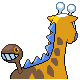 Imagen posterior de Girafarig variocolor hembra en Pokémon Platino