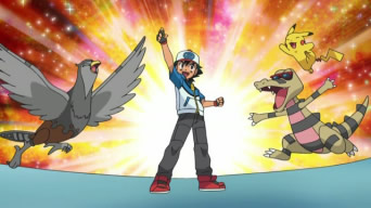 Archivo:EP730 Ash junto a sus Pokémon festejando la victoria del Gimnasio Loza.jpg