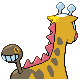 Imagen posterior de Girafarig hembra en Pokémon Diamante y Pokémon Perla