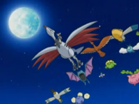 Skarmory junto a varios Pokémon tipo volador.