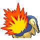 Imagen posterior de Cyndaquil en Pokémon Diamante y Pokémon Perla