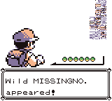 Aparición de un Pokémon glitch (MissingNo.) en Pokémon Rojo y Azul