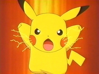 Pikachu usando Impactrueno/Rayo.