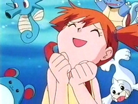 Misty y su fanatismo por los Pokémon de tipo agua.