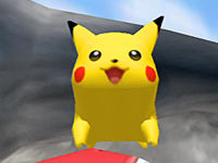 Pikachu corriendo sobre Electrode en Pokémon Snap