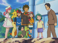 El padre de Stephanie eligiendo a Treecko como su Pokémon inicial.