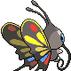 Imagen posterior de Beautifly macho en Pokémon Diamante y Pokémon Perla