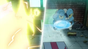 Archivo:EP817 Pikachu usando rayo y Froakie usando hidropulso.png
