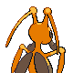 Imagen posterior de Kricketune variocolor hembra en Pokémon Platino