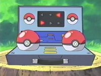 Máquina de intercambio Pokémon portátil en la serie original.