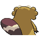 Imagen posterior de Bibarel variocolor hembra en Pokémon Platino