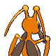 Imagen posterior de Kricketune variocolor macho en Pokémon Platino