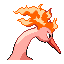 Imagen posterior de Moltres variocolor en Pokémon Rojo Fuego y Pokémon Verde Hoja