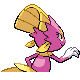 Imagen posterior de Weavile variocolor hembra en Pokémon Platino