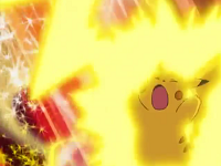 Pikachu de Ash usando rayo.