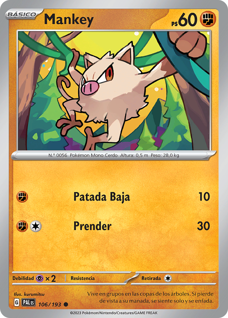 Mankey (Evoluciones En Paldea TCG) - WikiDex, La Enciclopedia Pokémon