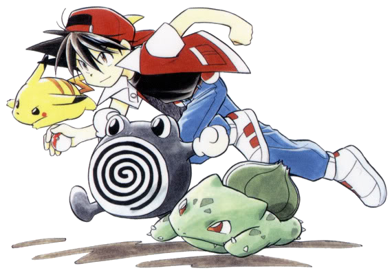 Archivo:Artwork de Red con sus Pokémon.png
