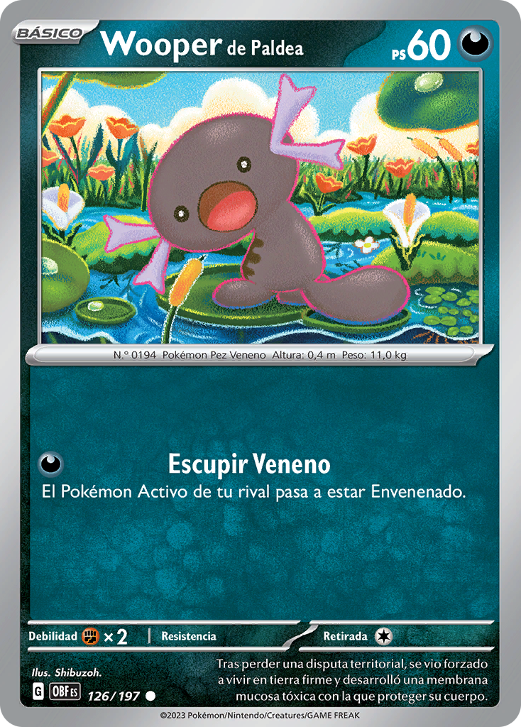 Wooper de Paldea (Llamas Obsidianas 126 TCG) - WikiDex, la enciclopedia ...