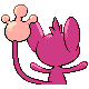 Imagen posterior de Aipom variocolor hembra en Pokémon Platino