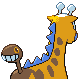 Imagen posterior de Girafarig variocolor hembra en Pokémon Diamante y Pokémon Perla