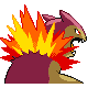 Imagen posterior de Typhlosion variocolor en Pokémon Oro HeartGold y Pokémon Plata SoulSilver