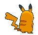 Imagen posterior de Pikachu variocolor hembra en la sexta y séptima generación