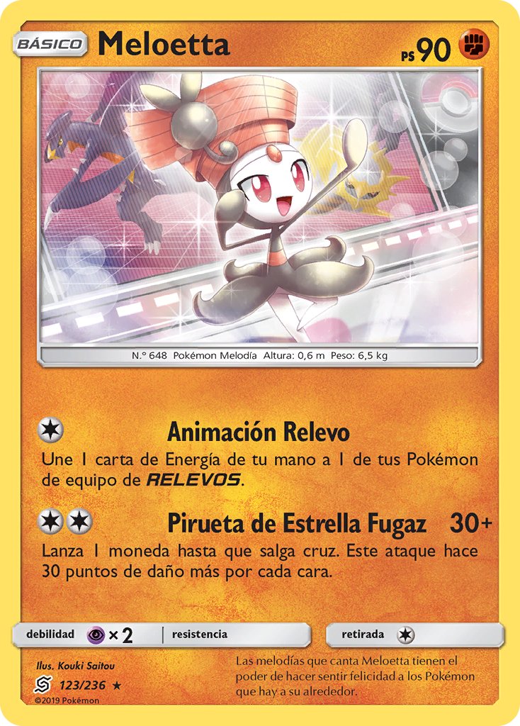 CARTAS DE POKÉMON MELOETTA BÁSICO ps 90 DEL AÑO 2019 Nº648