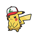 Icono posterior de Pikachu con gorra original en Pokémon HOME
