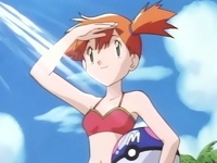 Misty con una "Bola Maestra/Master Ball playera".