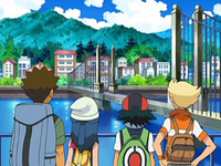 Archivo:EP572 Brock, Maya, Ash y Barry contemplando ciudad Canal.png