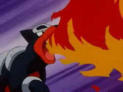 Houndour usando lanzallamas.