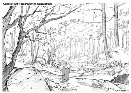 Archivo:Concept Art de Pokémon Generations del Bosque Verde.png