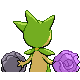 Imagen posterior de Roselia variocolor hembra en Pokémon Platino