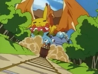 Vagón arrastrando a los Pokémon mecánicos.