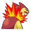 Imagen posterior de Typhlosion variocolor en Pokémon Esmeralda