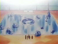Campo de batalla del Gimnasio de Caoba en el anime