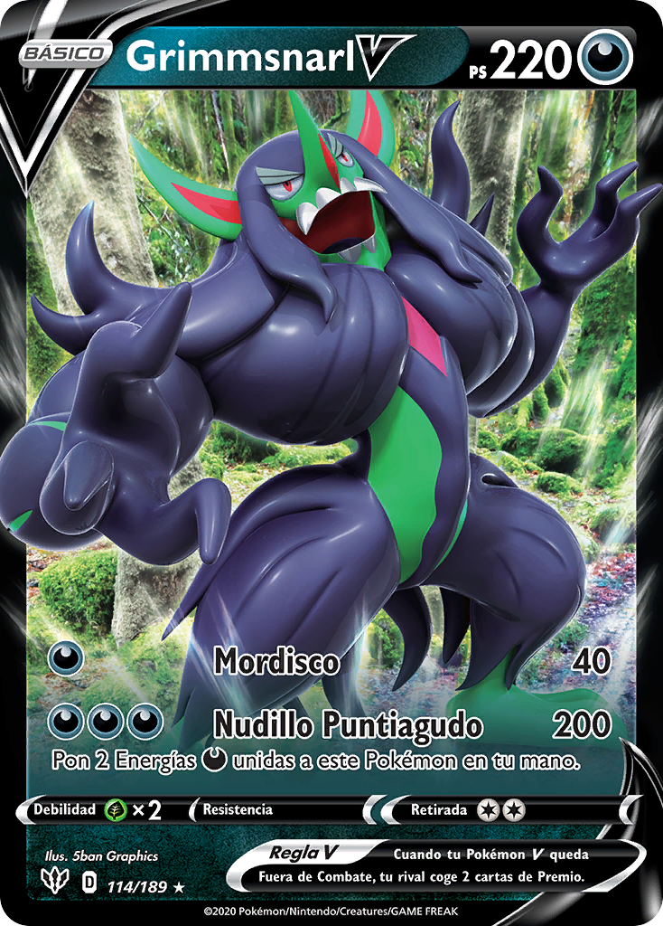 Grimmsnarl V (Oscuridad Incandescente TCG) - WikiDex, la enciclopedia