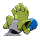 Imagen posterior de Hitmonchan variocolor en Pokémon Platino