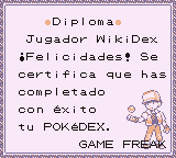 Diploma en Pokémon Rojo y Azul.