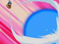 Castform de Bart usando meteorobola/bola climática de tipo agua.