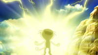 Meowth de Alola salvaje usando rayo.