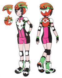 Bocetos de Selene con Pokémontura terrestre.