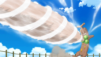 Lycanroc de Olivia/Mayla usando Taladradora.